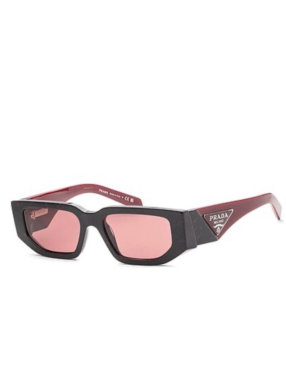 Prada Burgundy and Black Slim Cat-Eye Logo Sunglasses